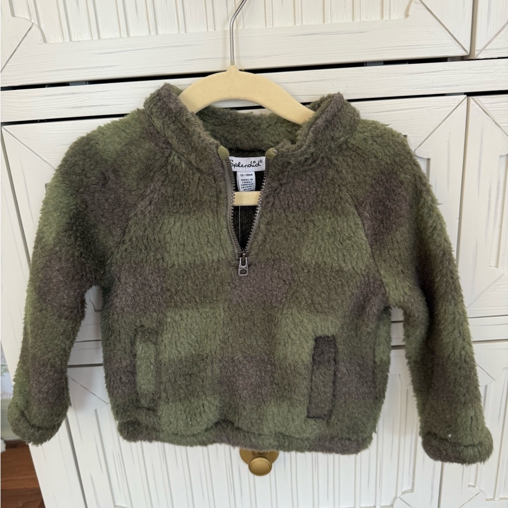 Splendid NWT Hunter Green Quarter Zip Pullover size 12-18 months